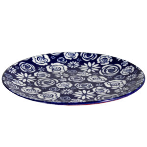 Blue Retro Rose Dinner Plate