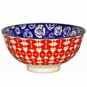 Blue Retro Rose Desert Bowl